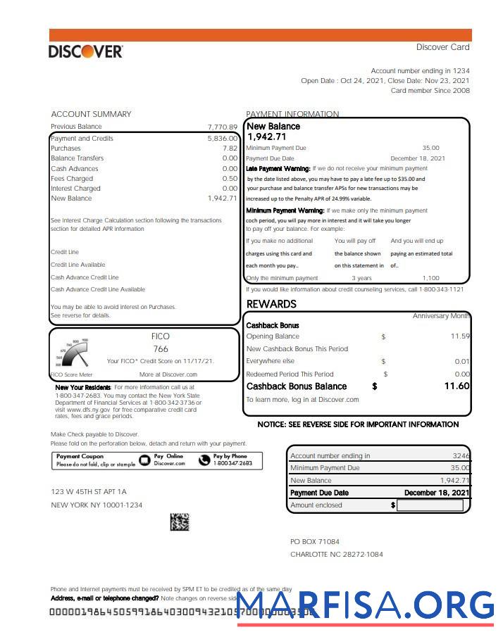Blank USA Discover bank statement excel real example